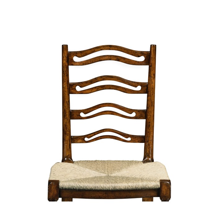 Ladder back walnut chair with pierced slats (Side)