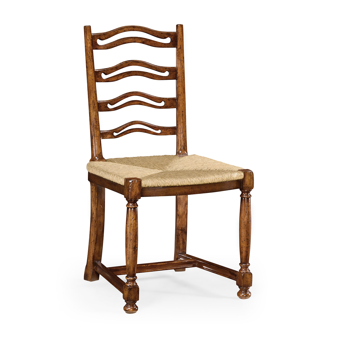 Ladder back walnut chair with pierced slats (Side)