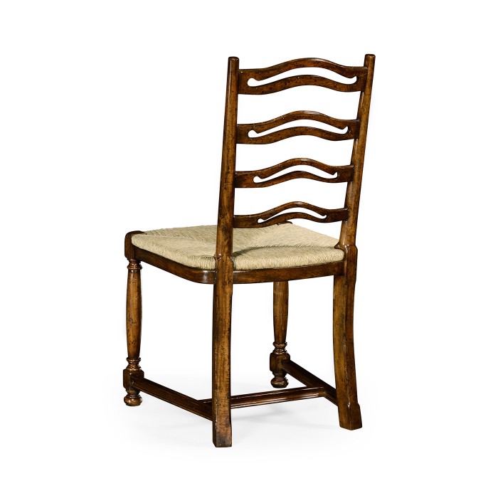 Ladder back walnut chair with pierced slats (Side)