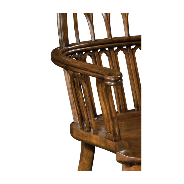 Gothic Windsor Walnut Arm Chair