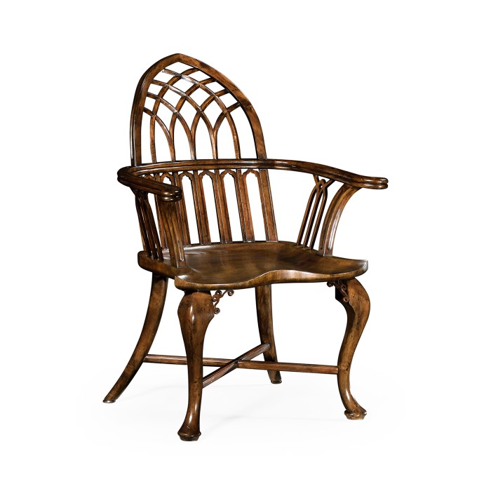 Gothic Windsor Walnut Arm Chair