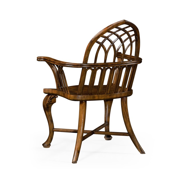 Gothic Windsor Walnut Arm Chair