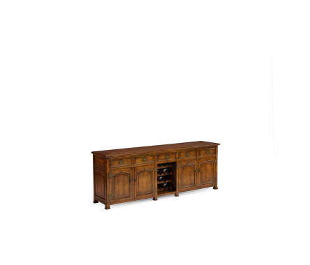 Welsh dresser base with wine rack in walnut