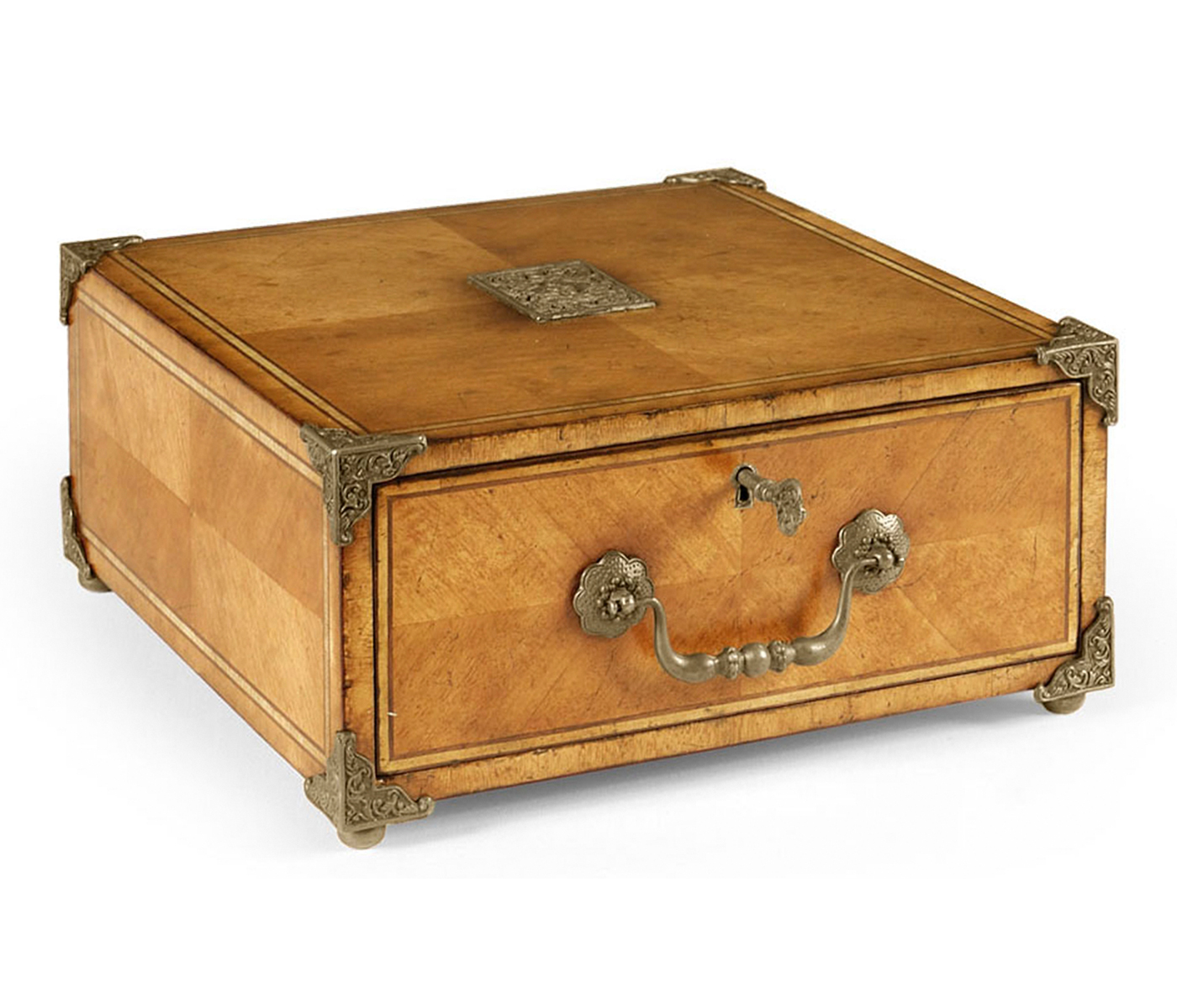 Parquetry box with leather folder