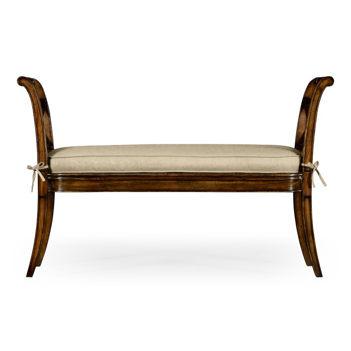 Regency Walnut Bench with High Cross Arms