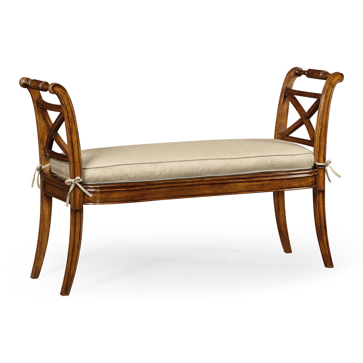 Regency Walnut Bench with High Cross Arms