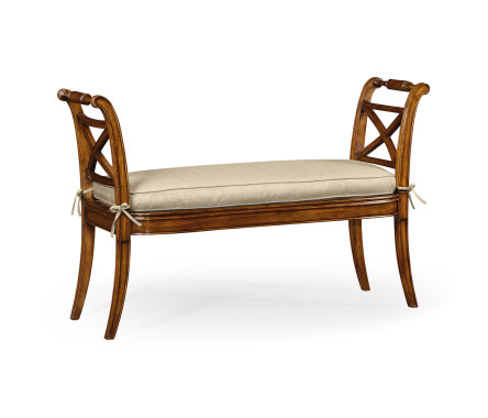 Regency Walnut Bench with High Cross Arms