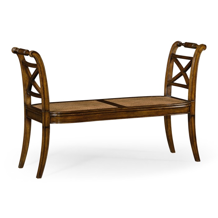 Regency Walnut Bench with High Cross Arms