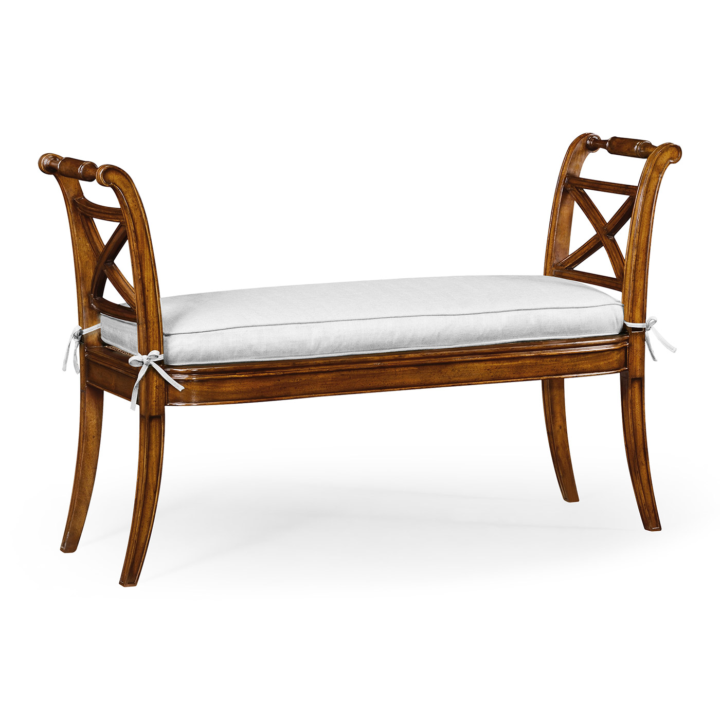 Regency Walnut Bench with High Cross Arms