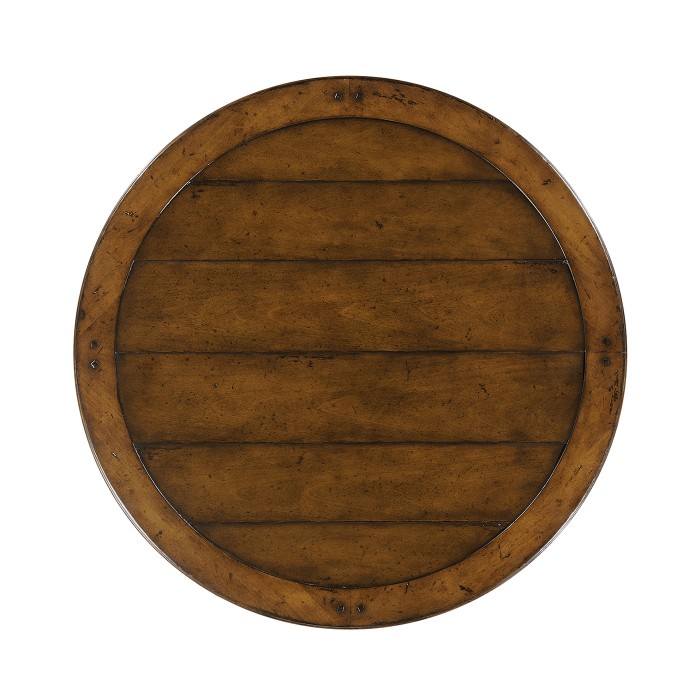 Round Walnut Planked Bar Table 36