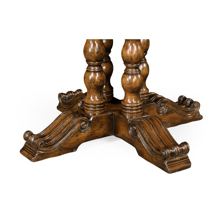 Round Walnut Planked Bar Table 36