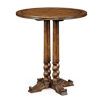 Round Walnut Planked Bar Table 36
