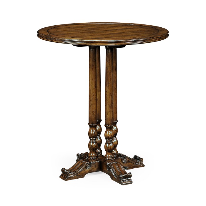 Round Walnut Planked Bar Table 36