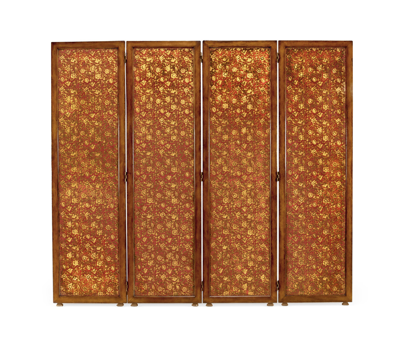 Red Chinoiserie four panel screen
