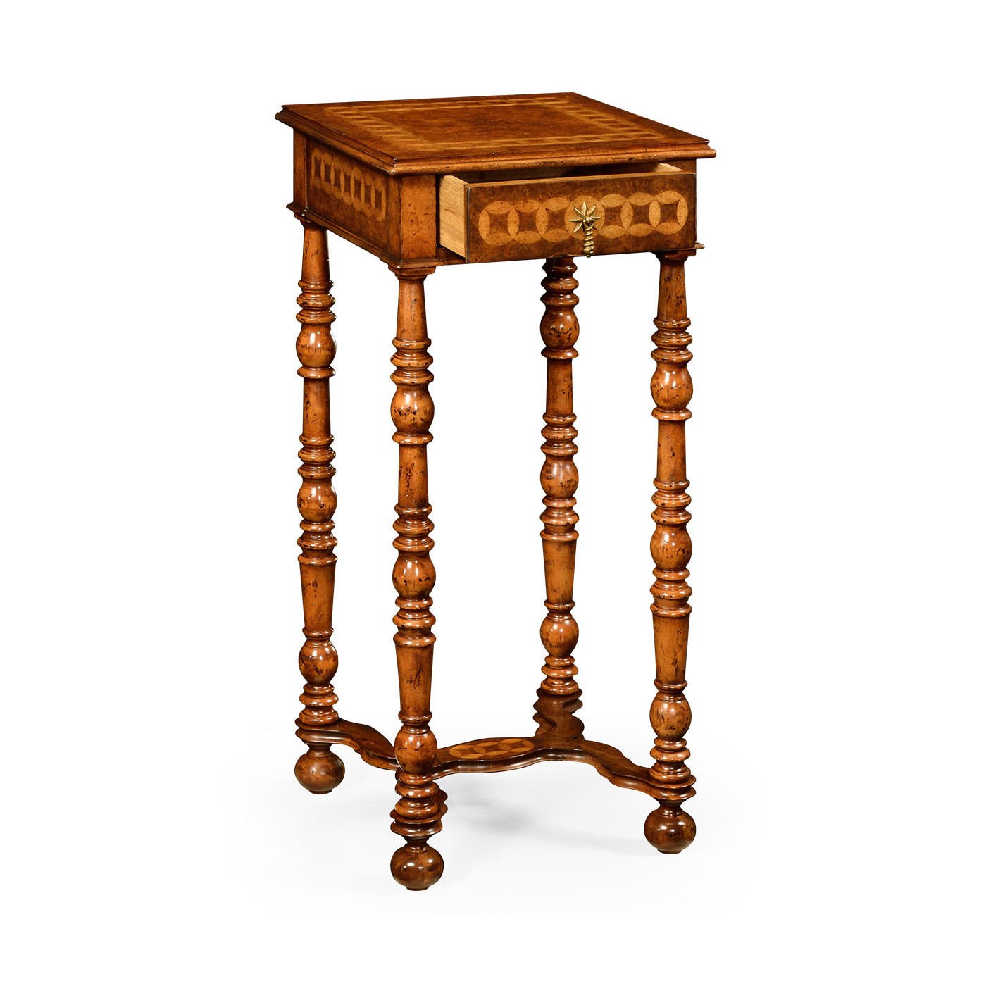 Rope twist walnut square side table (small)