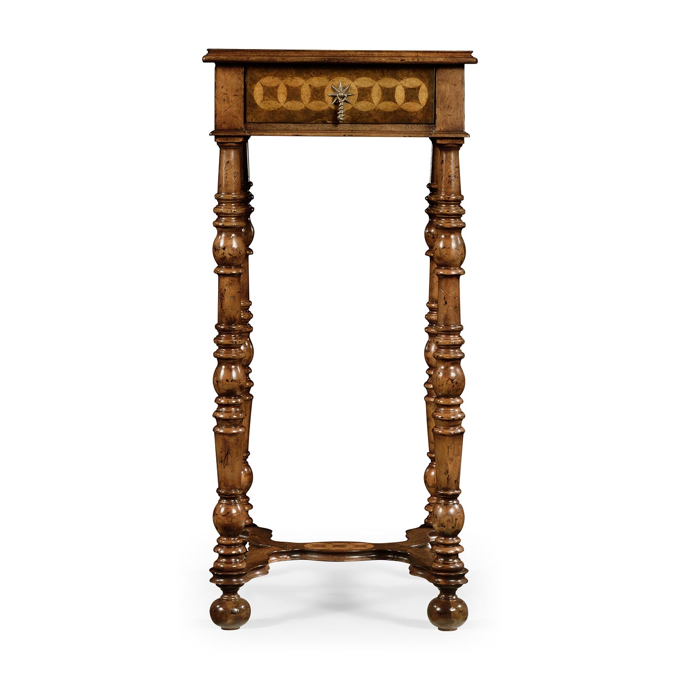 Rope twist walnut square side table (small)
