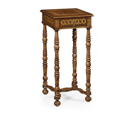 Rope twist walnut square side table (small)