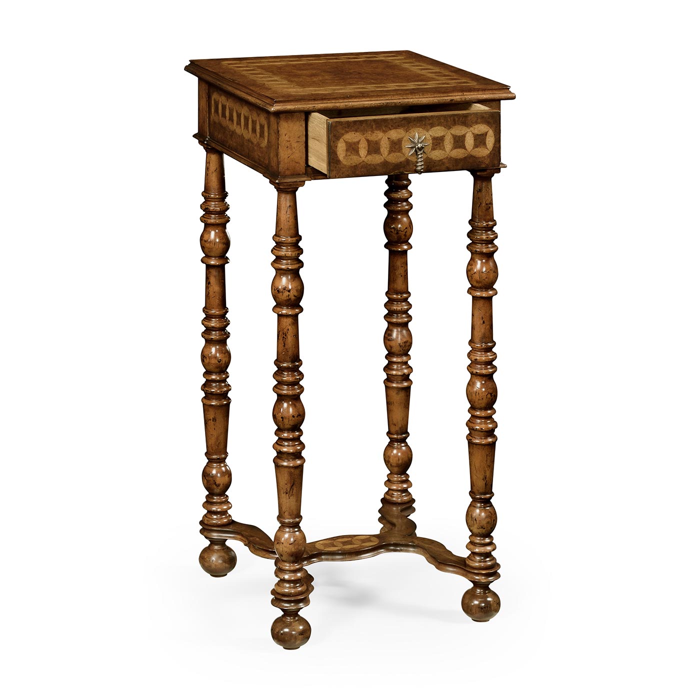 Rope twist walnut square side table (small)