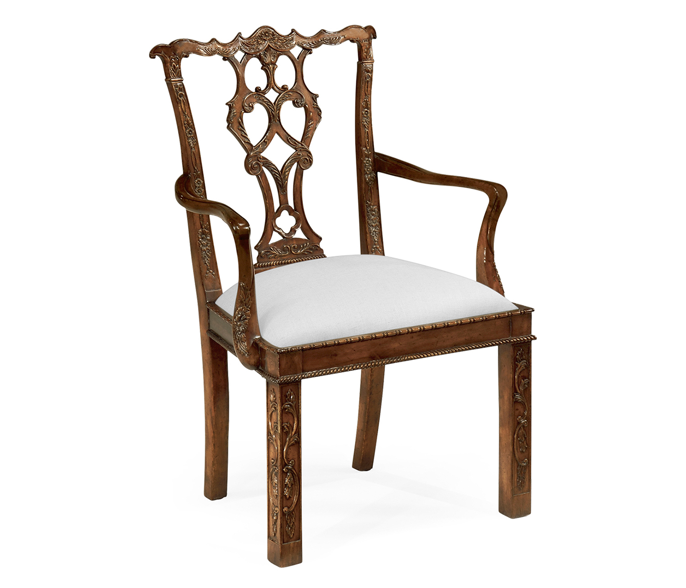 Chippendale Rococo Quatrefoil Arm Chair
