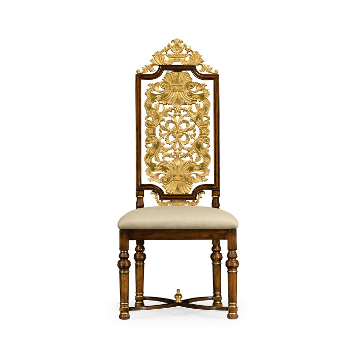 Jacobean Style Gilt Walnut Side Chair