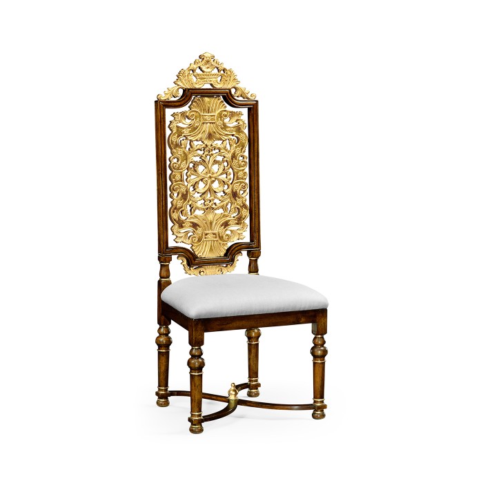 Jacobean Style Gilt Walnut Side Chair
