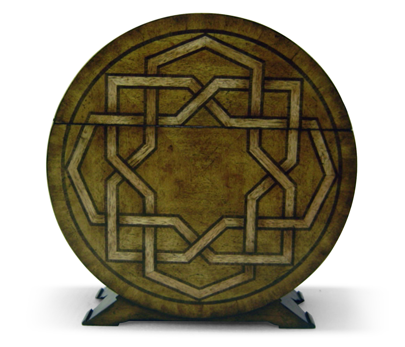 Marquetry Veneer Round Placemat Box