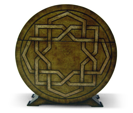 Marquetry Veneer Round Placemat Box