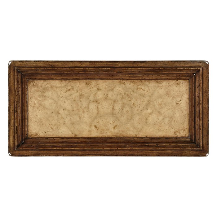 Distressed walnut six drawer chest with square brass handles