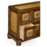 Distressed walnut six drawer chest with square brass handles