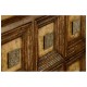 Distressed walnut six drawer chest with square brass handles