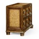 Distressed walnut six drawer chest with square brass handles