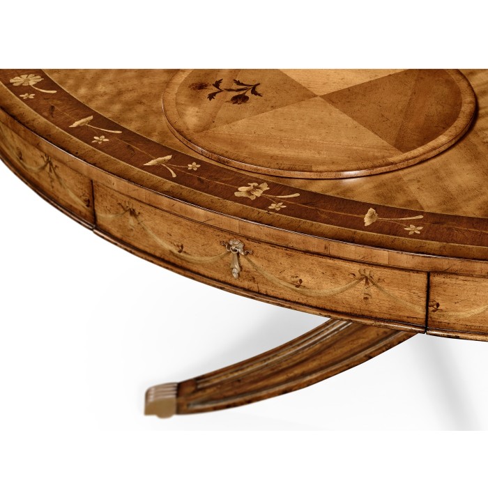 Satinwood Pedestal Dining Table with Placemats 62
