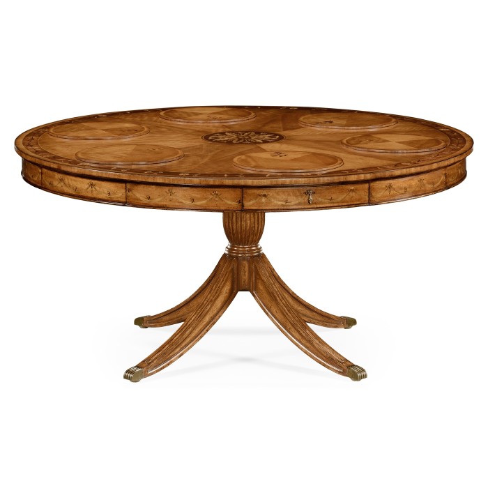 Satinwood Pedestal Dining Table with Placemats 62
