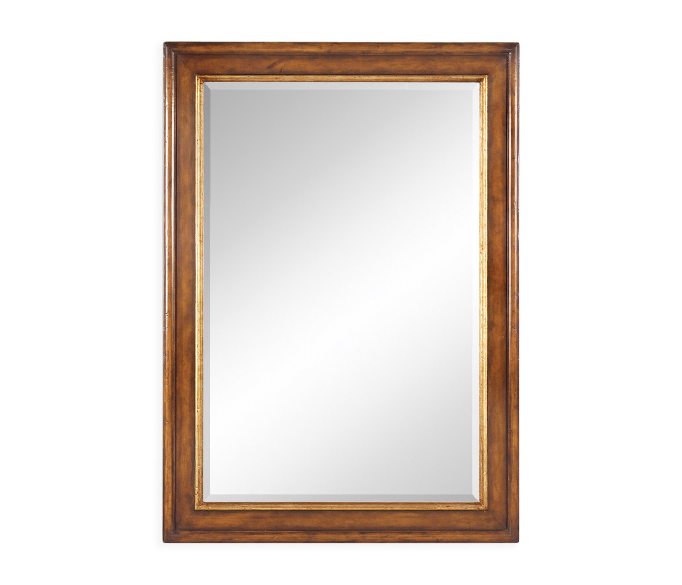 Plain walnut rectangular mirror with gilt inset