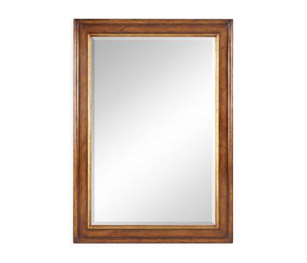 Plain walnut rectangular mirror with gilt inset