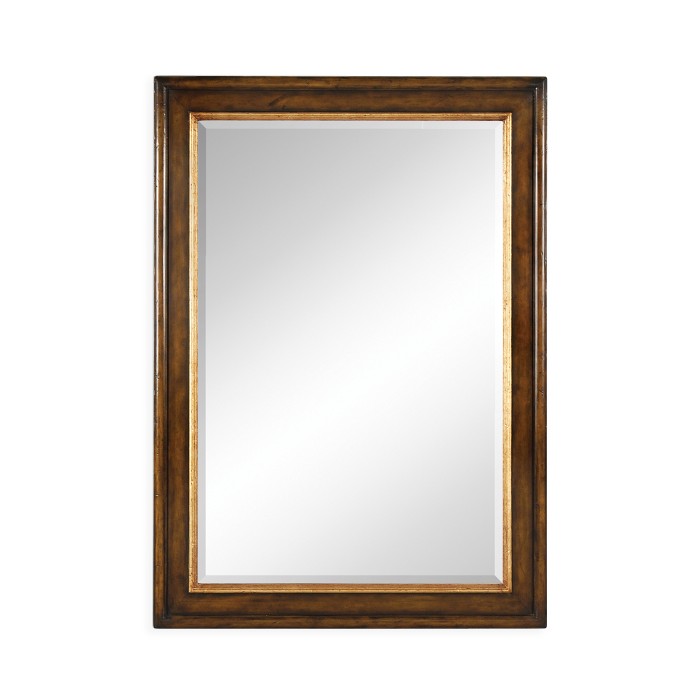 Plain walnut rectangular mirror with gilt inset