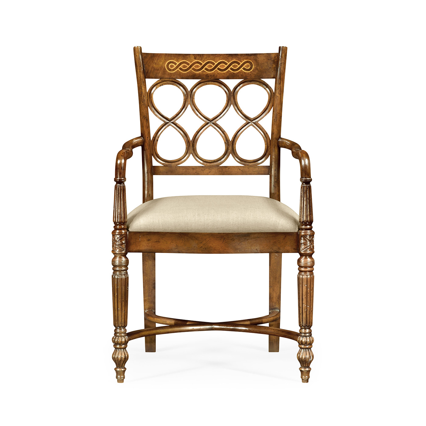 Rope twist veneer open back chair (Arm)