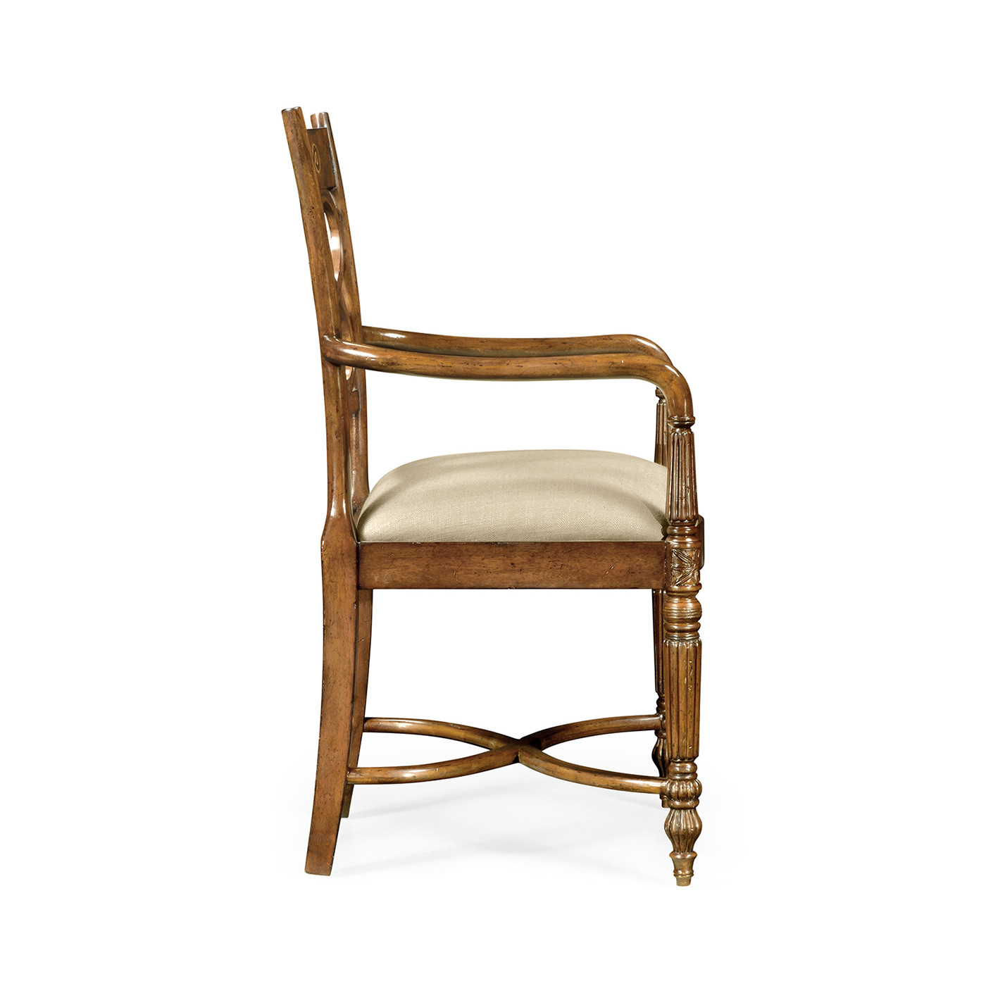 Rope twist veneer open back chair (Arm)