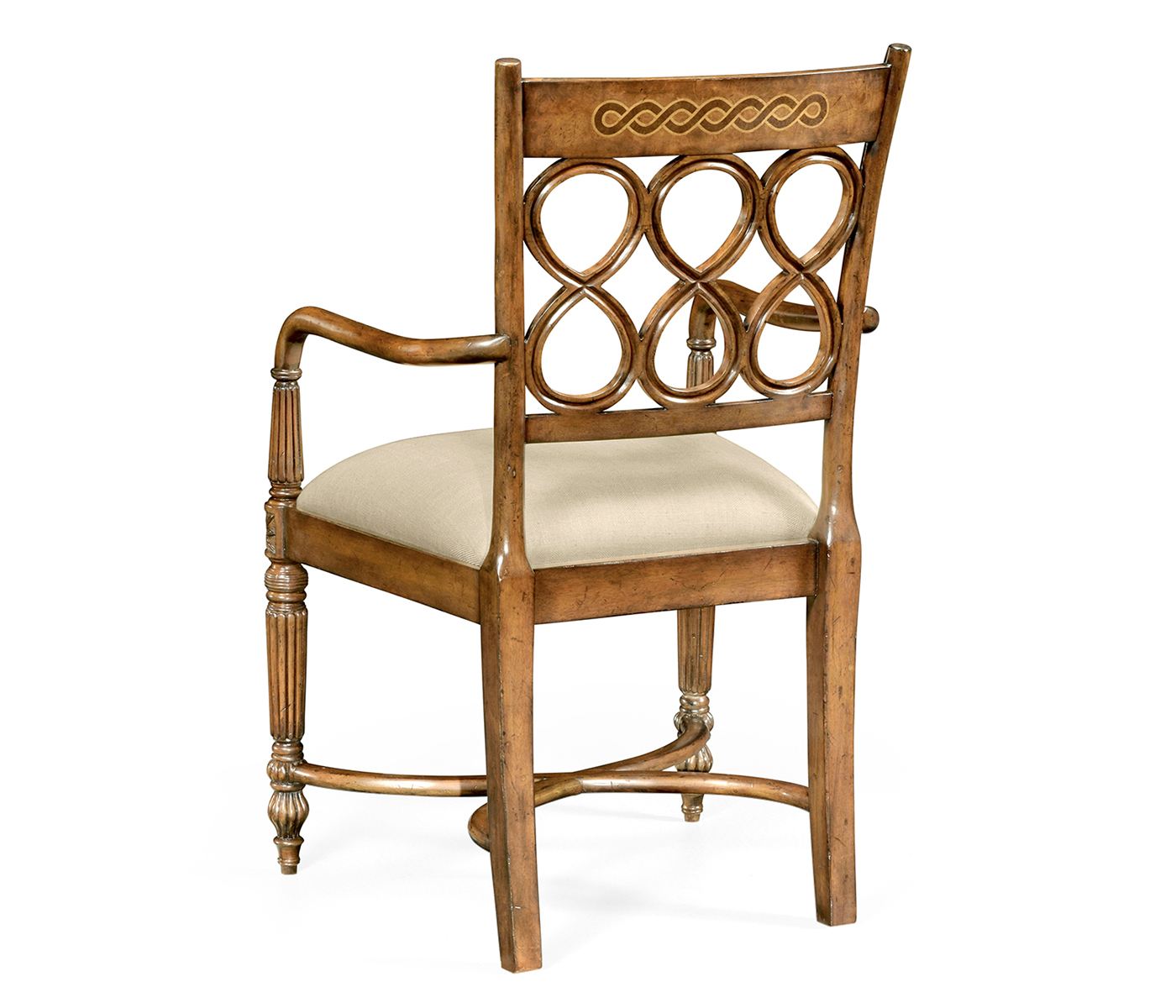 Rope twist veneer open back chair (Arm)