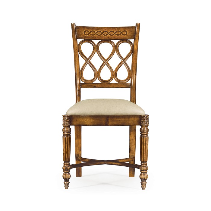 Rope twist veneer open back chair (Side)