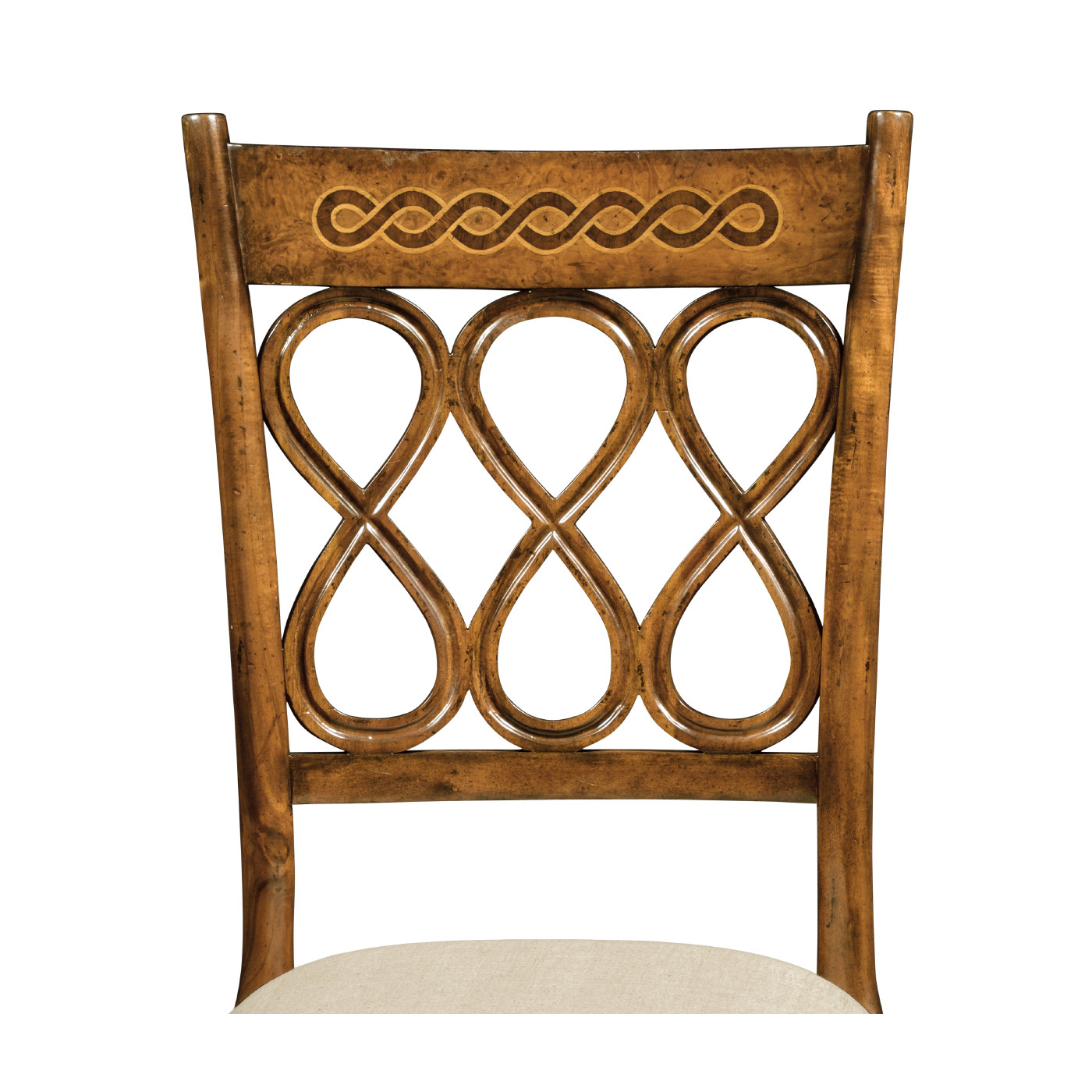 Rope twist veneer open back chair (Side)
