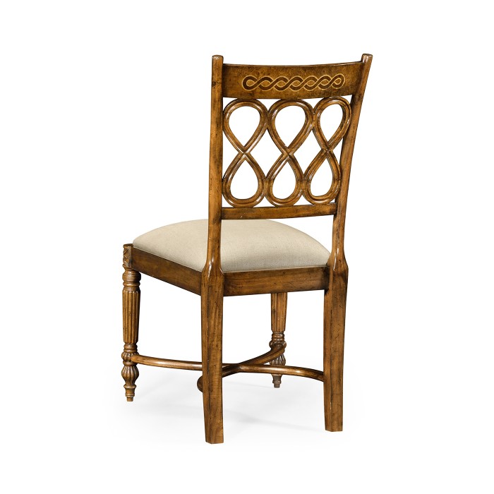 Rope twist veneer open back chair (Side)