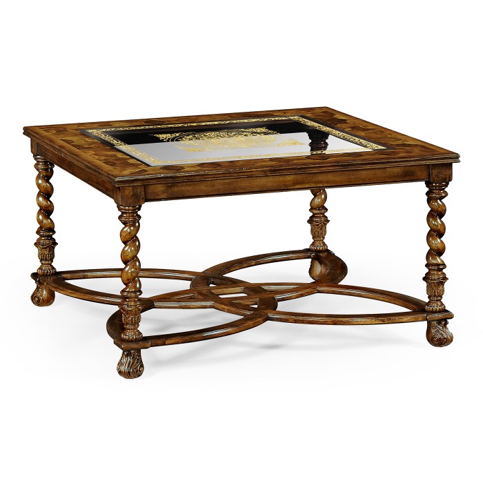 Square oyster & églomisé coffee table (40