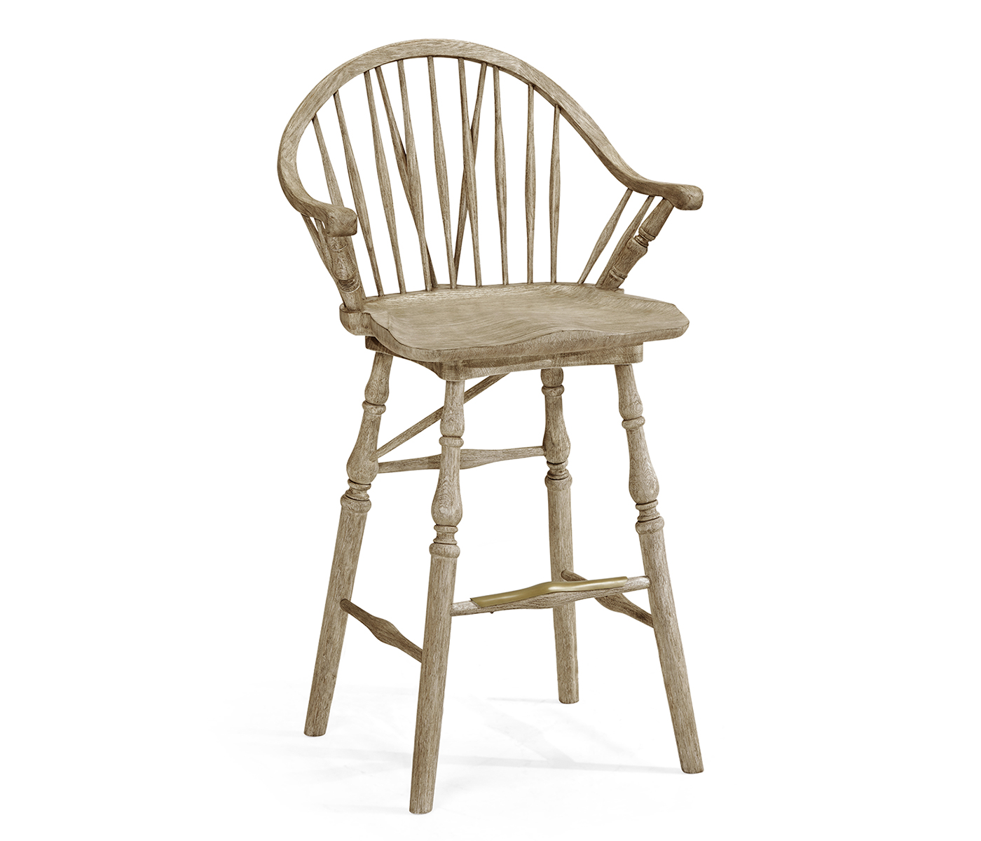 Windsor Style Grey Oak Arm Chair Bar Stool