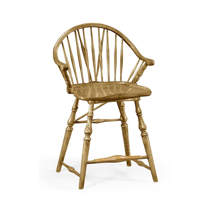 Windsor Style Natural Oak Arm Chair Counter Stool