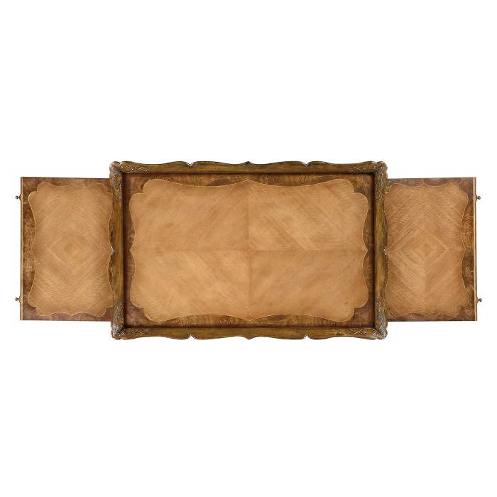 Rectangular satinwood coffee table with carved raised top