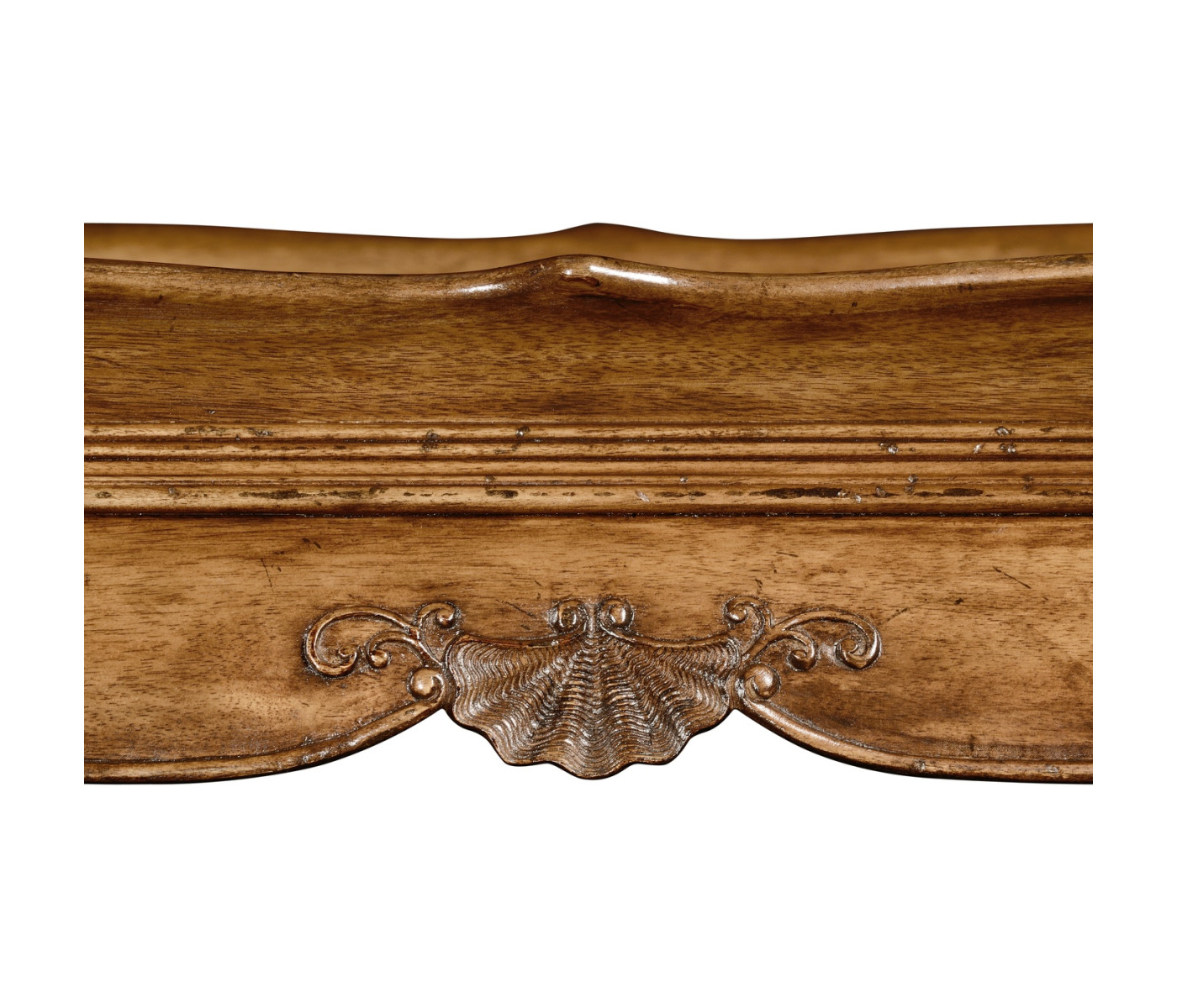 Rectangular satinwood coffee table with carved raised top
