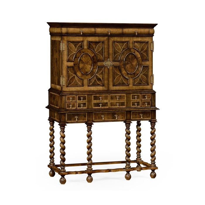 William & Mary Walnut & Oyster TV Cabinet