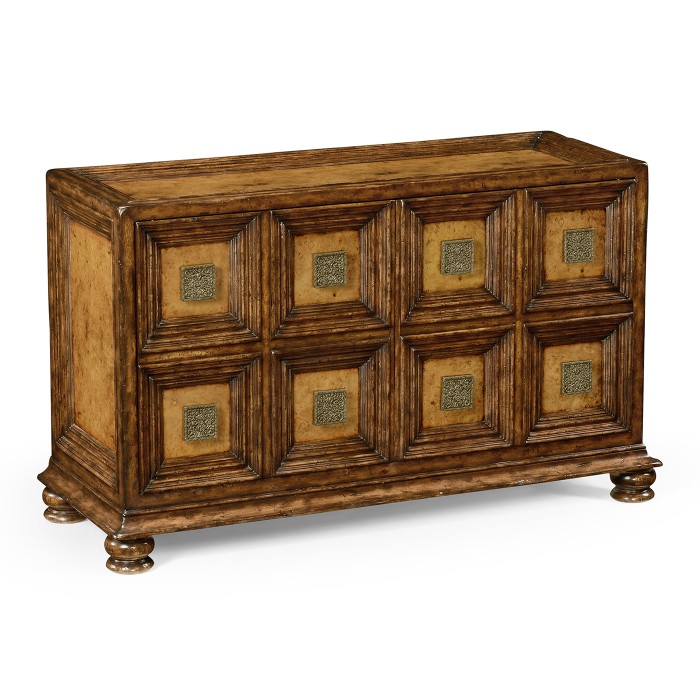 Distressed walnut 2-door cupboard (Square brass handles)