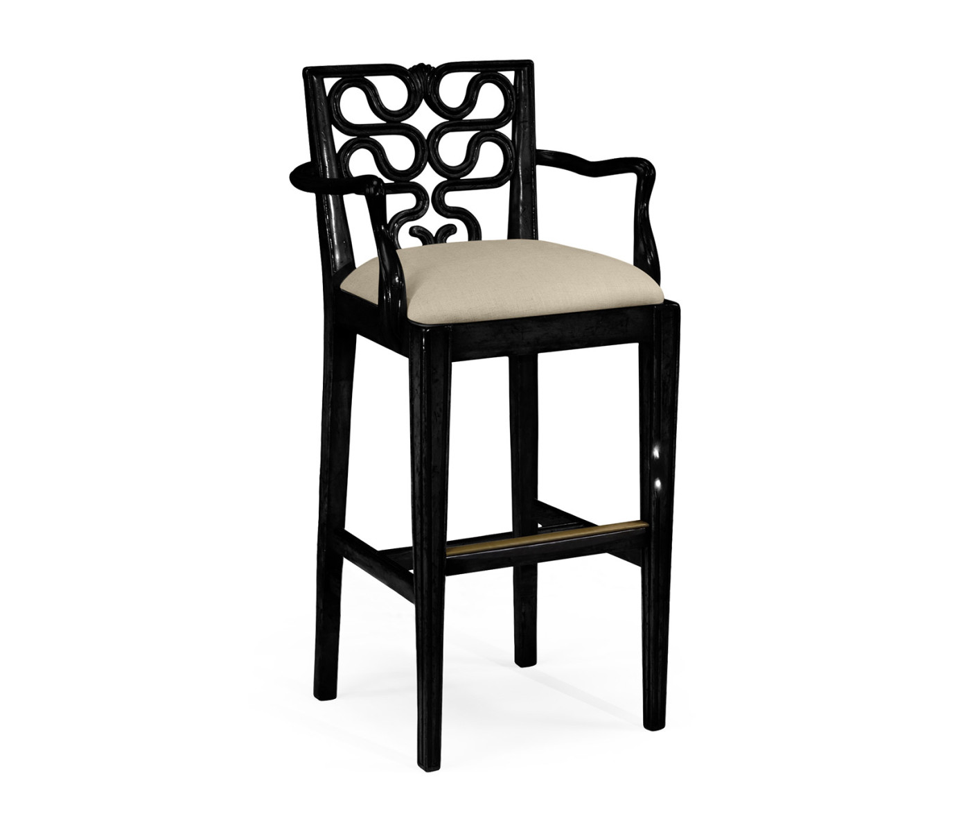 Serpentine Back Bar Stool Arm Chair